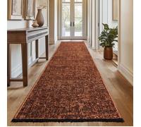 SIMPEX, Tapis Runner en Coton Chenille Terre cuite 80x250 cm Lavable, Style Boho, Vintage Kelim, Pour Cuisine, Chambre & Couloir