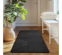 SIMPEX Tapis Runner Noir 60x100 cm Tapis à Poils Courts Lavable, Antidérapant et Doux, Design Monochrome Moderne pour Chambre, Cuisine et Couloir