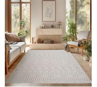 SIMPEX Tapis 120x170 cm Crème Design Vintage Bou oucles Style Scandinave Moderne Doux Résistant Facile à Nettoyer pour Salon Chambre Salle à Manger Chambre Enfant