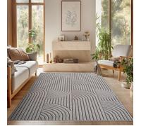 SIMPEX Tapis Salon 200x290 cm Gris Design Bohème Bou oucles Style Résistant Facile à Nettoyer Grand Tapis Chambre