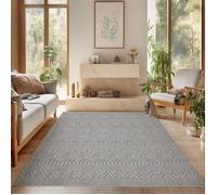 SIMPEX Tapis Salon 200x290 cm Gris Design Vintage Bou oucles Style Résistant Facile à Nettoyer Grand Tapis Chambre