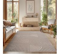 SIMPEX Tapis Salon 240x340 cm Beige Design Bohème Bou oucles Style Résistant Facile à Nettoyer Tapis Chambre