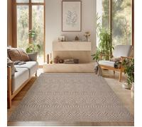 SIMPEX Tapis 240x340 cm Beige Design Vintage Bou oucles Style Scandinave Moderne Doux Résistant Facile à Nettoyer Tapis XL pour Salon Salle à Manger Chambre