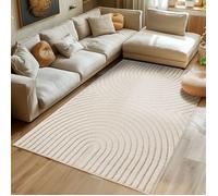 SIMPEX Tapis Salon 240x340 cm Crème à Poils Longs Design Scandi Boho Effet Relief Moderne pour Chambre à Coucher