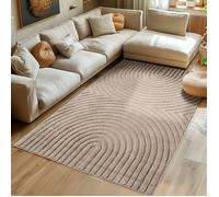SIMPEX Tapis Salon 280x370 cm Beige à Poils Longs Design Scandi Boho Effet Relief Moderne pour Chambre à Coucher