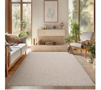 SIMPEX Tapis Salon 280x370 cm Beige Uni Bou oucles Style Résistant Facile à Nettoyer Tapis Chambre