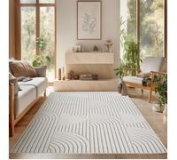 SIMPEX Tapis Salon 280x370 cm Crème Design Bohème Bou oucles Style Résistant Facile à Nettoyer Tapis Chambre