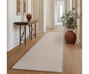 SIMPEX Tapis Salon Couloir 80x150 cm Beige Uni Bou oucles Style Scandinave Doux Résistant Facile à Nettoyer Tapis Moderne pour Entrée Chambre Cuisine