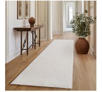 SIMPEX Tapis Salon Couloir 80x150 cm Crème Uni Bou oucles Style Scandinave Doux Résistant Facile à Nettoyer Tapis Moderne pour Entrée Chambre Cuisine