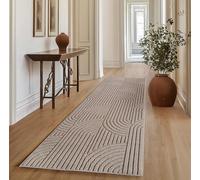 SIMPEX Tapis Salon Couloir 80x250 cm Beige Design Bohème Bou oucles Style Scandinave Doux Résistant Facile à Nettoyer Tapis Moderne pour Entrée Couloir Chambre