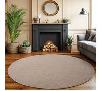 SIMPEX Tapis Salon Rond 120 cm Beige Uni Bou oucles Style Résistant Facile à Nettoyer Chambre
