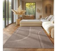 SIMPEX Tapis scandinave bohème uni - Beige - 160 x 230 cm - Tapis décoratif avec effet 3D - Lavable - Pour salon et chambre à coucher
