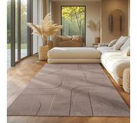 Tapis SIMPEX scandinave, Design Boho, Beige 140x200 cm, Lavable avec effet 3D, Petit tapis pour salon & chambre à coucher