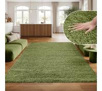 SIMPEX Tapis Shaggy Vert à Poils Longs 100x200 cm très Doux Moderne uni Parfait pour Chambre ou entrée Chaleur Naturelle