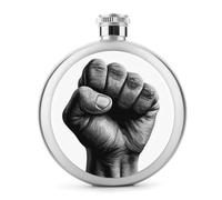 Simple Fist Flasque en acier inoxydable noir et blanc pour liqueur, bouteille de vin portable de poche ronde pour boisson 140 ml