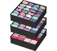 Simple Houseware Organisateur de tiroir de Placard pour vêtements, Chaussettes et sous-vêtements, Paquet de 3, Noir