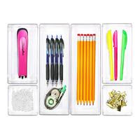 Simple Houseware Paquet de 6 - Organisateurs de tiroirs de Bureau en Plastique Transparent