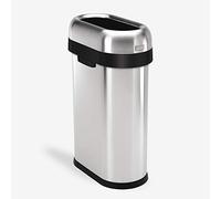 Simple Human CW1467 simplehuman 50 litres, Poubelle étroite Ouverte, Acier Inoxydable brossé, 50 L