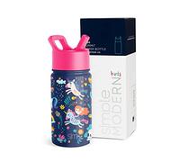 Simple Modern Bouteille d'Eau pour Enfants avec Paille | Gobelet Thermique en Acier Inoxydable Isolé Réutilisable pour Garçons et Filles | Summit Collection | 415ml | Unicorn Rainbows