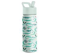 Simple Modern Bouteille d'Eau pour Enfants avec Paille | Gobelet Thermique en Acier Inoxydable Isolé Réutilisable pour Garçons et Filles | Summit Collection | 530ml | Green Crocodiles