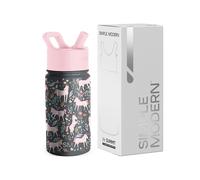 Simple Modern Bouteille d'Eau pour Enfants avec Paille | Gobelet Thermique en Acier Inoxydable Isolé Réutilisable pour Garçons et Filles | Summit Collection | 415ml | Unicorn Fields