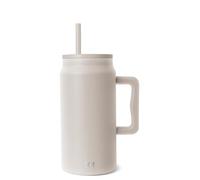 Simple Modern Gobelet Thermique avec Poignée et Paille | Grande Carafe d'Eau Isolée en Acier Inoxydable | Cadeaux pour Femmes et Hommes | Trek Collection | 1480ml | Almond Birch