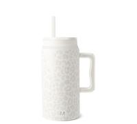Simple Modern Gobelet Thermique avec Poignée et Paille | Grande Carafe d'Eau Isolée en Acier Inoxydable | Cadeaux pour Femmes et Hommes | Trek Collection | 1480ml | Cream Leopard