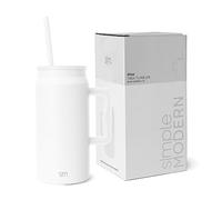 Simple Modern Gobelet Thermique avec Poignée et Paille | Grande Carafe d'Eau Isolée en Acier Inoxydable | Cadeaux pour Femmes et Hommes | Trek Collection | 1480ml | Winter White