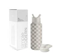 Simple Modern Gourde Isotherme avec Paille et Couvercle à Boire d'un Coup | Gourde Sport Adulte en Acier Inoxydable | Summit | 950ml | Checkmate