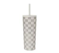 Simple Modern Mug Isotherme avec Paille et Couvercle | Gourde avec Paille Adulte, Bouteille d'Eau Réutilisable en Acier Inoxydable | Cadeaux pour Femmes et Hommes | Classic | 710ml | Checkmate