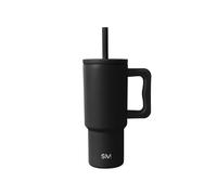 Simple Modern Mug Isotherme avec Poignée et Paille en silicone | Gourde Isotherme en Acier Inoxydable | Tumbler de viaje | Trek | 710ml | Midnight Black