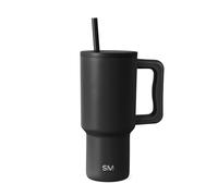 Simple Modern Mug Isotherme avec Poignée et Paille | Gourde Isotherme en Acier Inoxydable | Vaso de viaje para café helado | Trek | 890ml | Midnight Black
