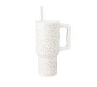 Simple Modern Mug Isotherme avec Poignée et Paille | Gourde Isotherme en Acier Inoxydable | Vaso de viaje para café helado | Trek | 890ml | Cream Leopard