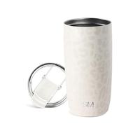 Simple Modern Tasse de Café de Voyage avec Couvercle Rabattable | Tasse de Café Glacé Isolée en Acier Inoxydable | Cadeaux pour Femmes et Hommes | Voyager Collection | 470ml | Cream Leopard