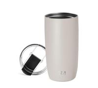 Simple Modern Tasse de Café de Voyage avec Couvercle Rabattable | Tasse de Café Glacé Isolée en Acier Inoxydable | Cadeaux pour Femmes et Hommes | Voyager Collection | 470ml | Almond Birch