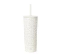 Simple Modern Verre Thermique avec Paille et Couvercle| Tasse à Café, Bouteille d'Eau Réutilisable en Acier Inoxydable | Cadeaux pour Femmes et Hommes | Classic Collection | 710ml | Cream Leopard