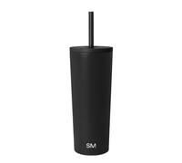 Simple Modern Verre Thermique avec Paille et Couvercle| Tasse à Café, Bouteille d'Eau Réutilisable en Acier Inoxydable | Cadeaux pour Femmes et Hommes | Classic Collection | 710ml | Midnight Black