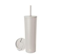Simple Modern Verre Thermique avec Paille et Couvercle| Tasse à Café, Bouteille d'Eau Réutilisable en Acier Inoxydable | Cadeaux pour Femmes et Hommes | Classic Collection | 830ml | Almond Birch