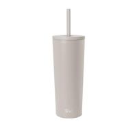 Simple Modern Verre Thermique avec Paille et Couvercle| Tasse à Café, Bouteille d'Eau Réutilisable en Acier Inoxydable | Cadeaux pour Femmes et Hommes | Classic Collection | 710ml | Almond Birch