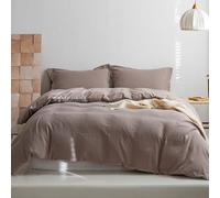 Simple&Opulence 100% Coton Parure de Lit, Housse de Couette en Mousseline Gaufrée Ultra Douce et Respirante avec 2 Taie d'oreiller (Café Gris,230×220cm)