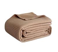 Simple&Opulence Couverture à Tissage gaufré 100% Coton, 260 g/m², Douce, rafraîchissante et Respirante, Toutes Saisons, Cadeau de décoration d'intérieur pour Adultes, canapé, lit, canapé, Marron