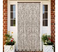 Simple rideau moustiquaire Taupe et Blanc 90x220 cm Chenille - Plissé FR3465730 1parcel