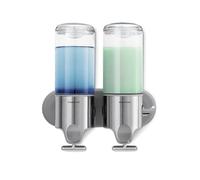 simplehuman BT1028 Pompes murales Double 444 ML x 3, Distributeur de Savon Mural pour Douche, Salle de Bain, Acier Inoxydable brossé