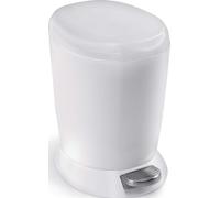 simplehuman CW1318 poubelle ronde à pédale, petite poubelle de salle de bain bureau chambre, plastique blanc, 6 litres