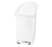 simplehuman CW1332 poubelle étroite à pédale, petite poubelle de salle de bain bureau chambre, plastique blanc, 10 litres