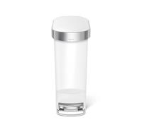 simplehuman CW1392 Poubelle à pédale étroite en plastique Blanc Capacité 40 l Dimensions 51 x 62,6 x 26 cm