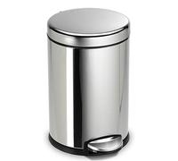 simplehuman CW1851CB Poubelle Ronde à pédale, Petite Poubelle de Salle de Bain Bureau Chambre, Acier Poli, 4.5 litres