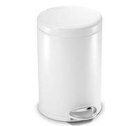 simplehuman CW1853CB poubelle ronde à pédale, petite poubelle de salle de bain bureau chambre, acier blanc, 4.5 litres