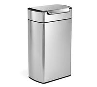 simplehuman CW2014 poubelle rectangulaire à touch-bar, poubelle de cuisine, acier inoxydable brossé, 40 litres
