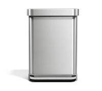 simplehuman CW2023 poubelle rectangulaire à pédale, avec réserve à sacs, poubelle de cuisine, acier inoxydable brossé, 55 litres, Argent
